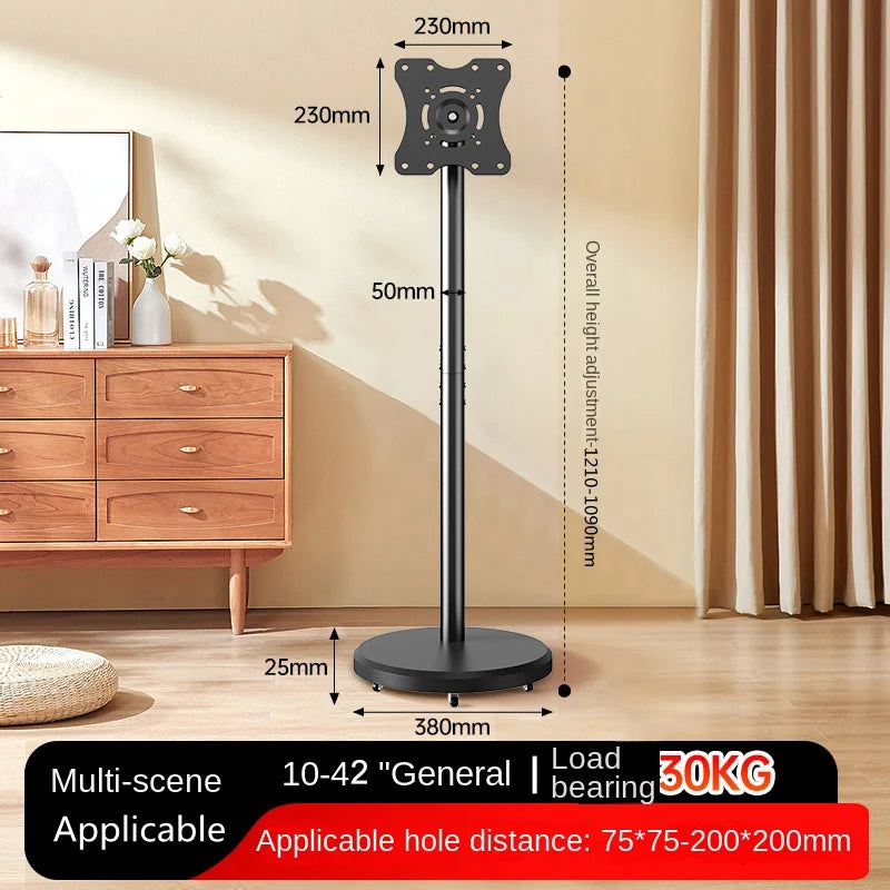 Portrait to Landscape Heavy Duty Mobile TV Cart with Shelf VESA 200x200mm Height Adjustable Rolling TV Stand for 10-42 Inch TVs