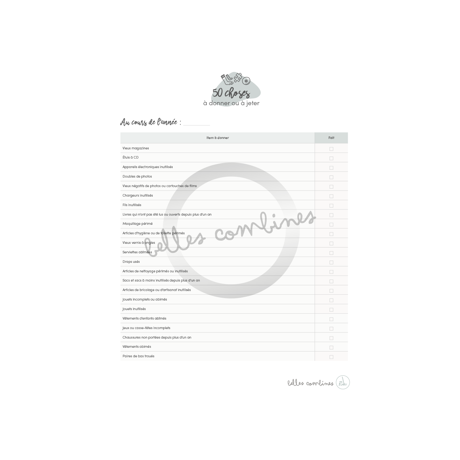 50 choses à donner ou jeter
