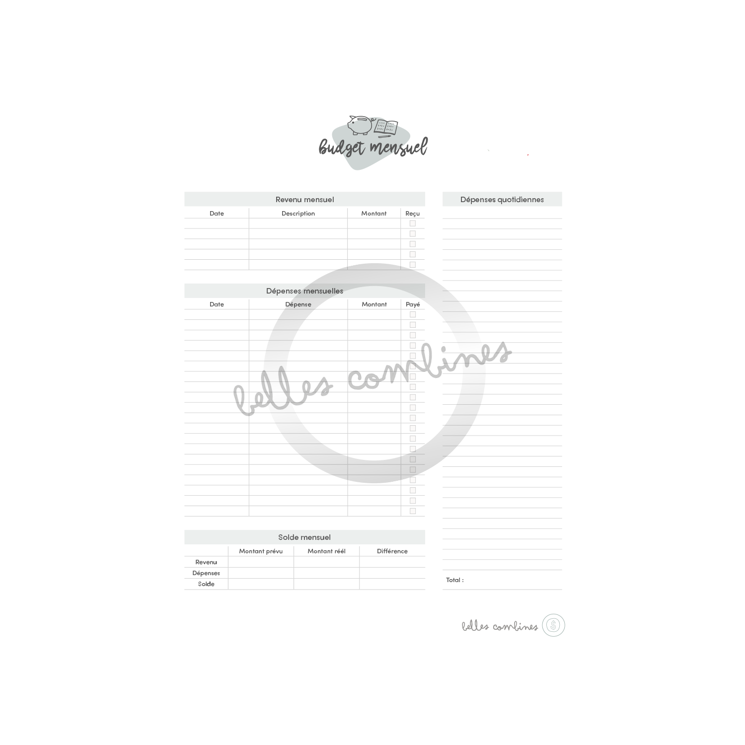 Budget mensuel modèle 3