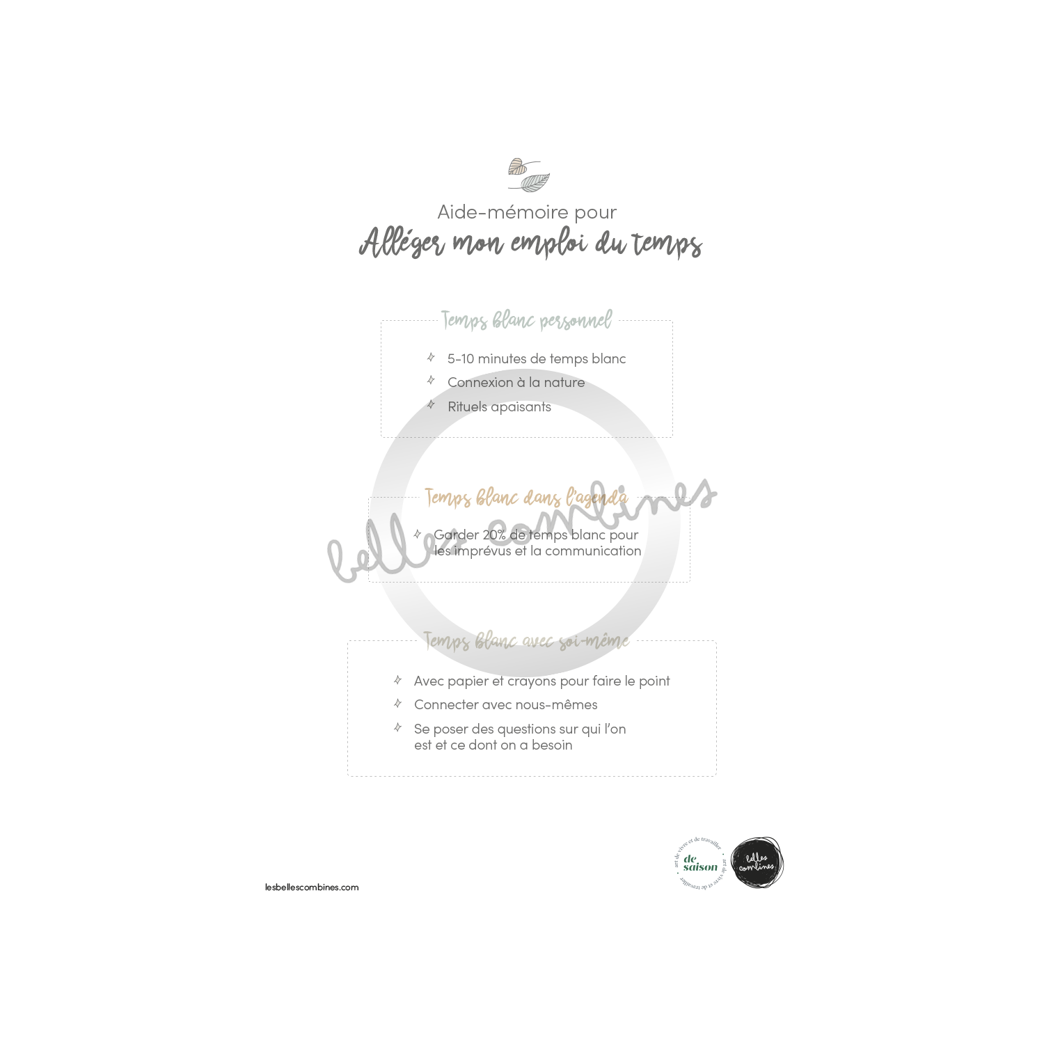 Aide-mémoire pour alléger mon emploi du temps