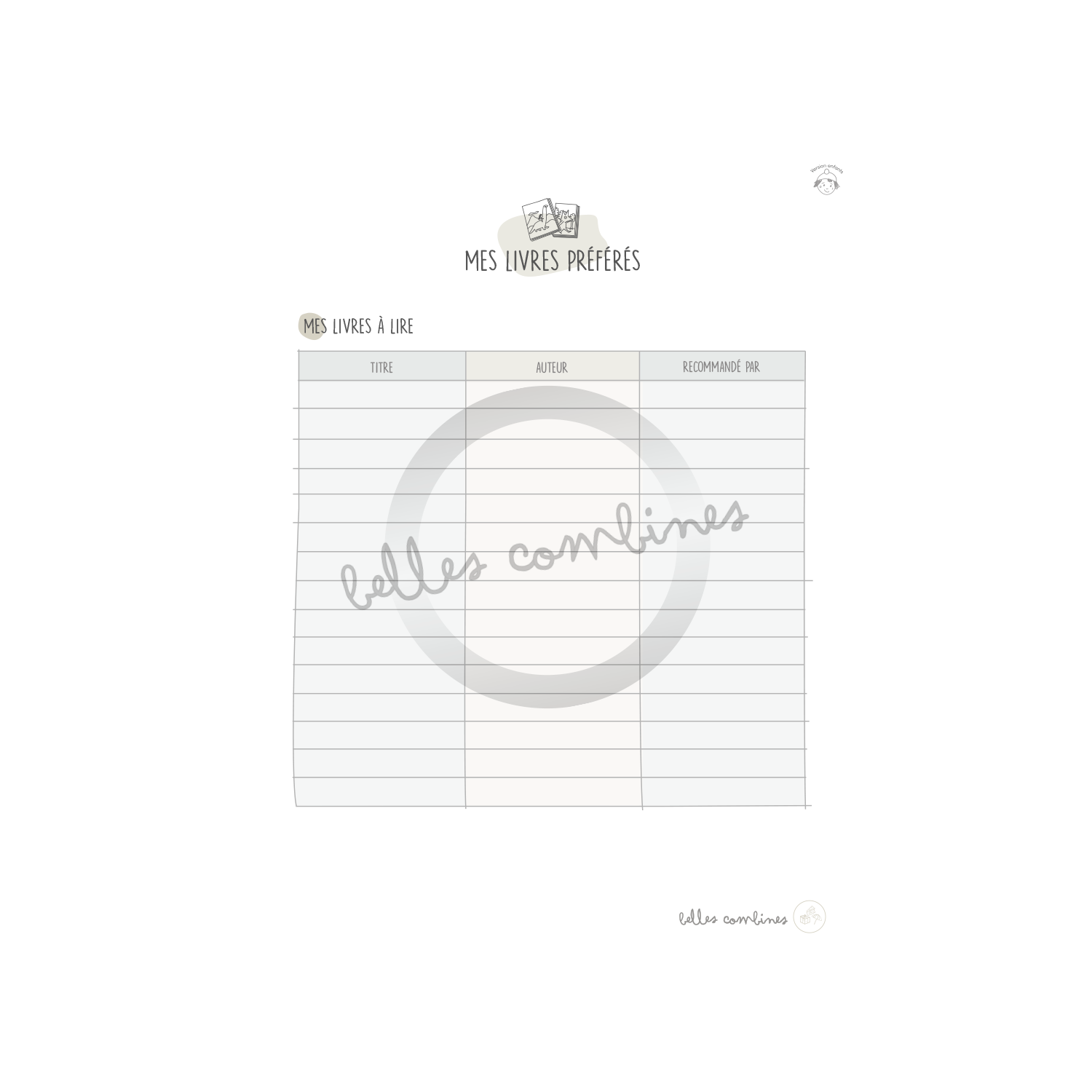 Suivi des lectures - Enfants