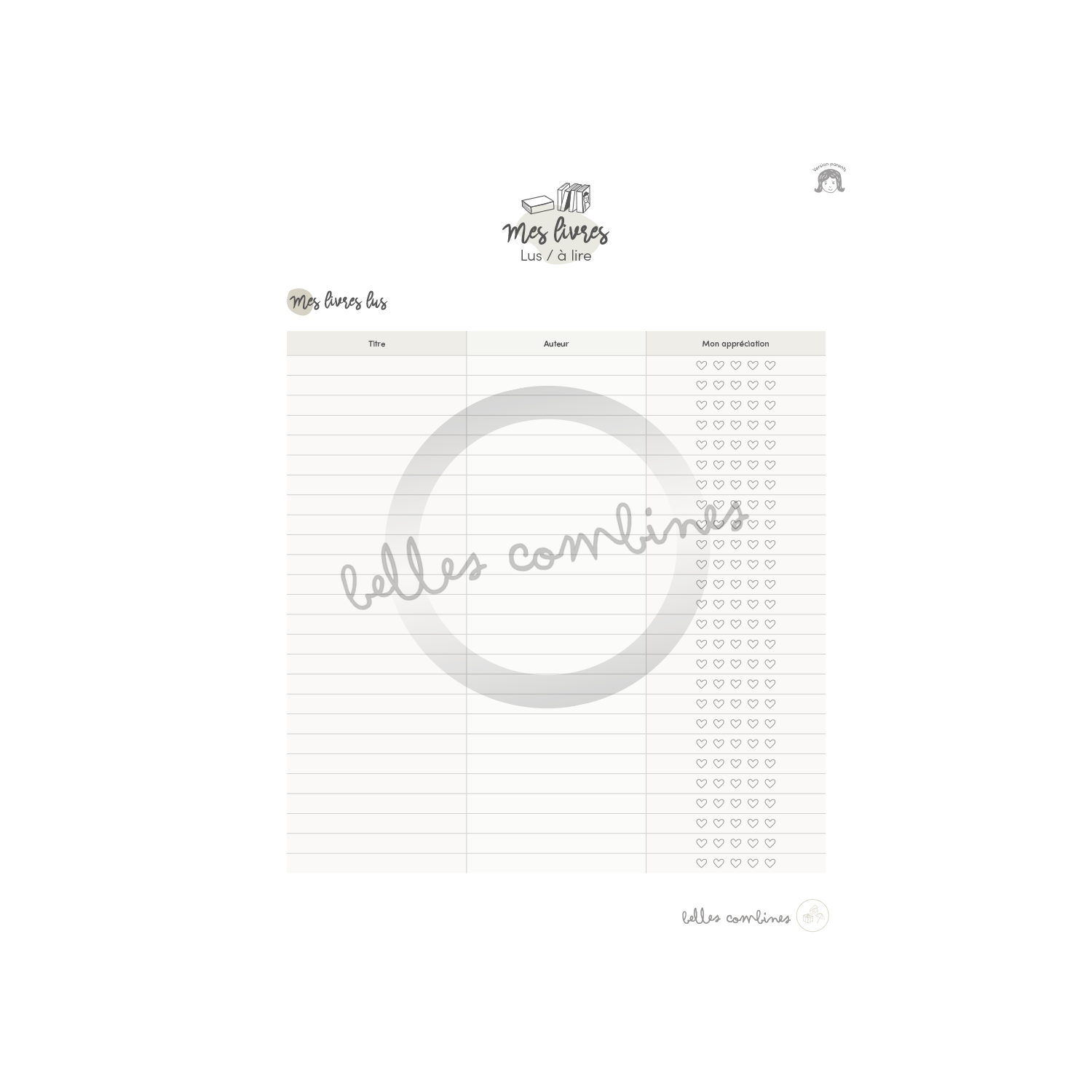 Suivi des lectures - Parents