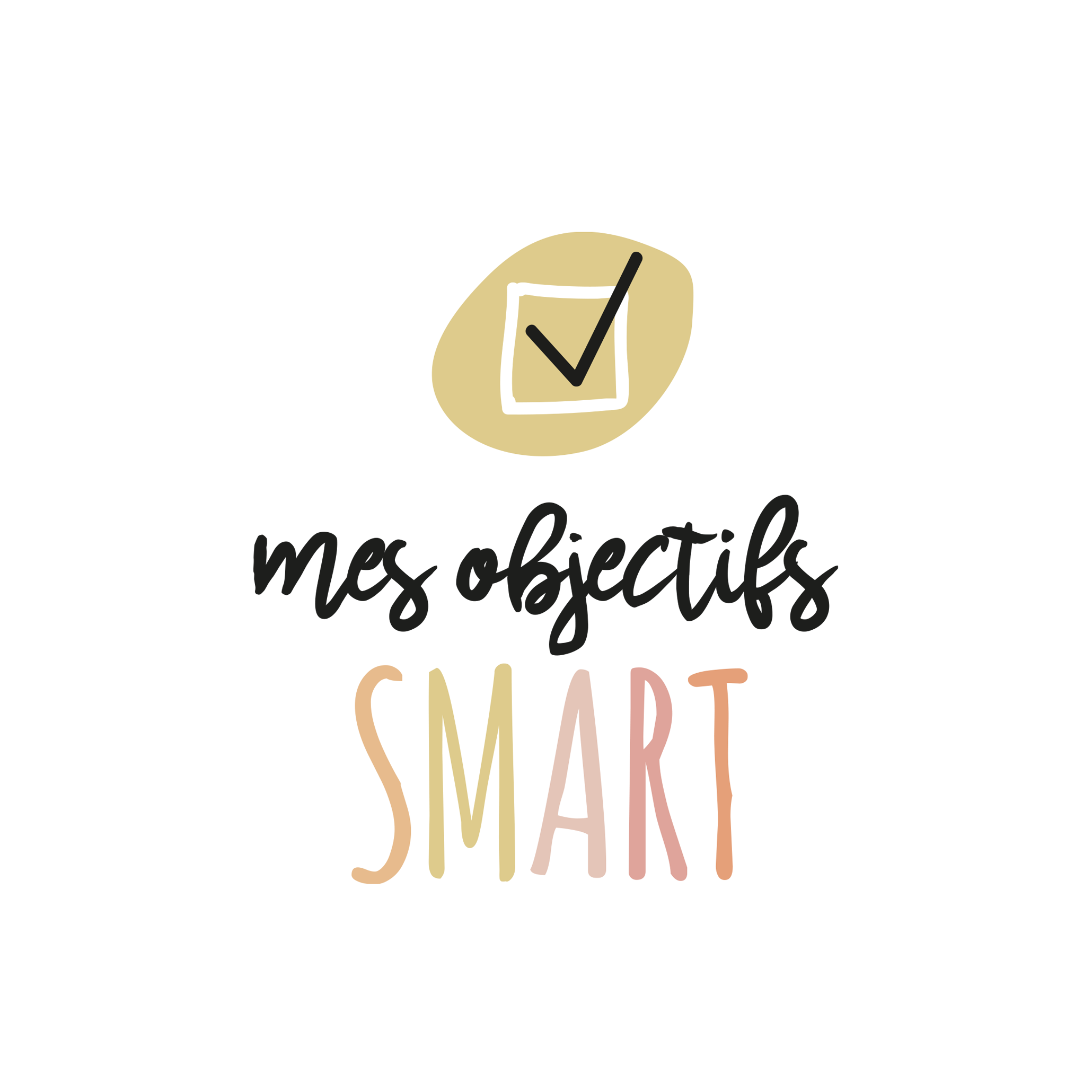 Version française du logo de la petite combine à imprimer Nos objectifs SMART par Les Belles Combines