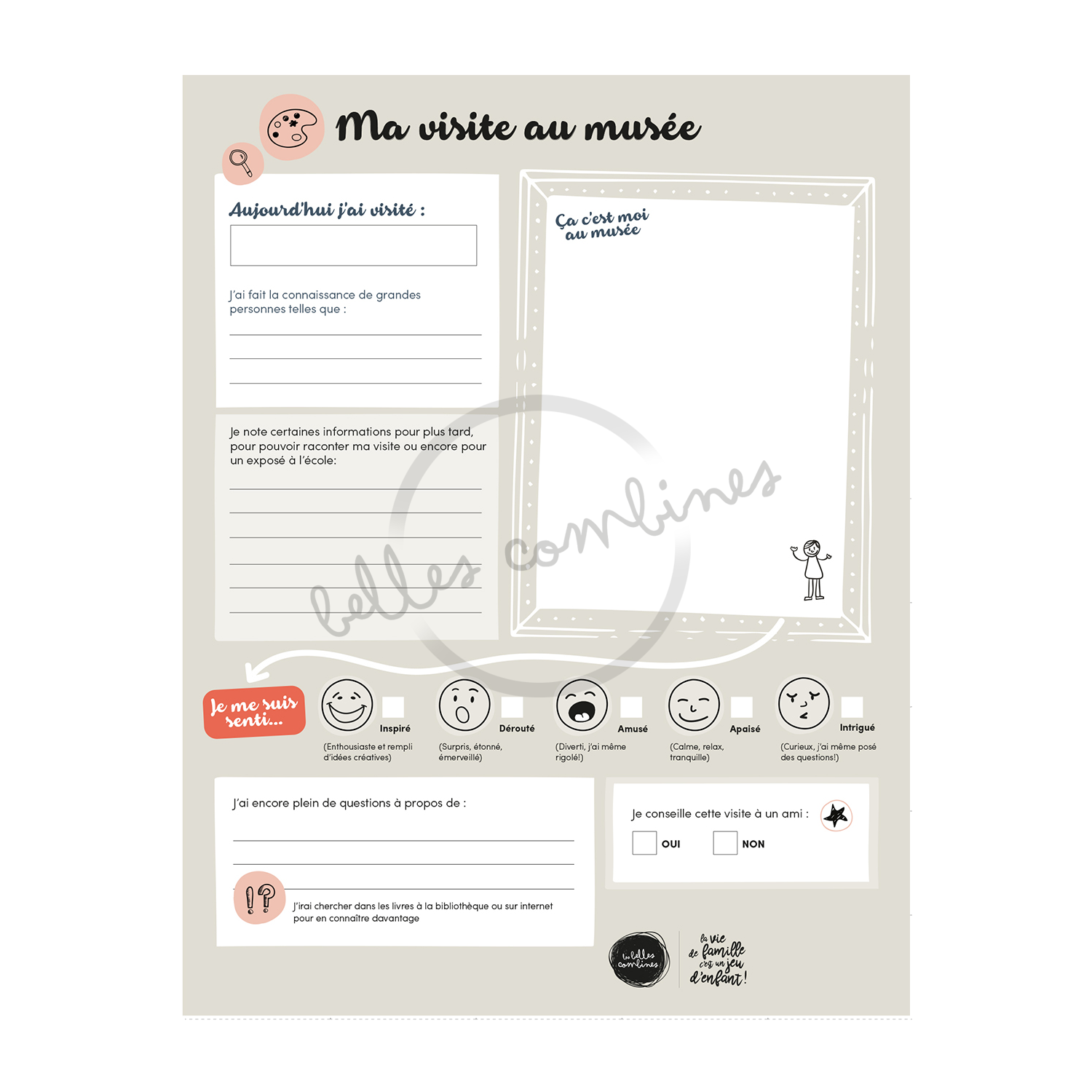 Version française du document à imprimer Ma visite au musée Les Belles Combines