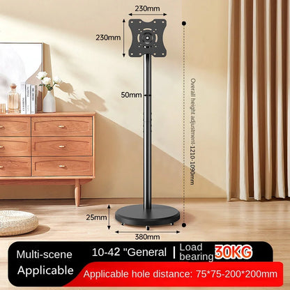 Portrait to Landscape Heavy Duty Mobile TV Cart with Shelf VESA 200x200mm Height Adjustable Rolling TV Stand for 10-42 Inch TVs