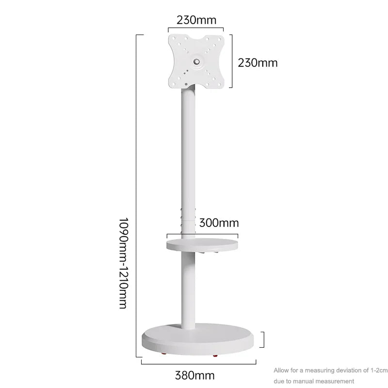 Portrait to Landscape Heavy Duty Mobile TV Cart with Shelf VESA 200x200mm Height Adjustable Rolling TV Stand for 10-42 Inch TVs