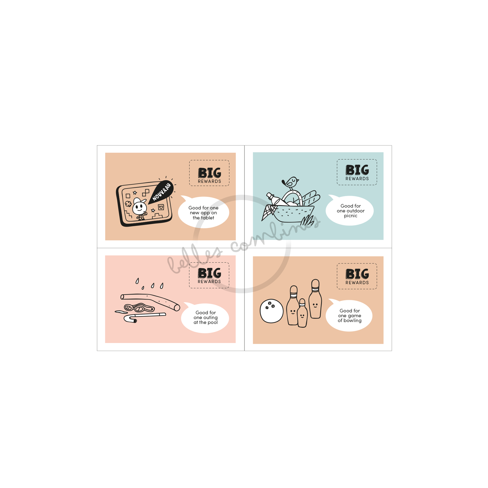 English version of the big rewards coupons made by Les Belles Combines