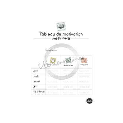 Tableau de motivation pour les devoirs